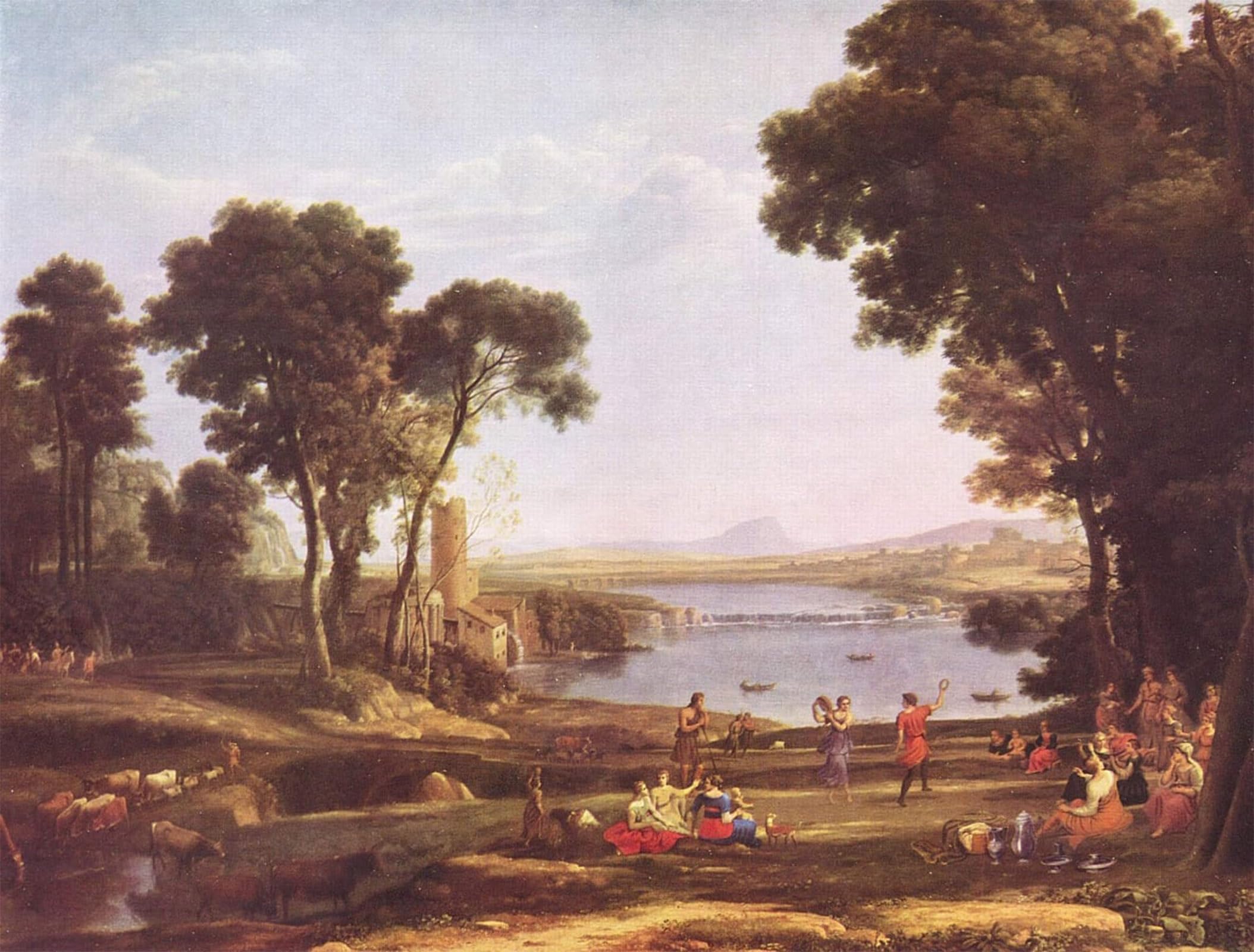 POSTERIIk Vintage Classic Picture Landscape Artwork the Marriage of Isaac and Rebecca by Claude Lorrain Portrait Canvas Painting for Office Home Decor 60x90cm