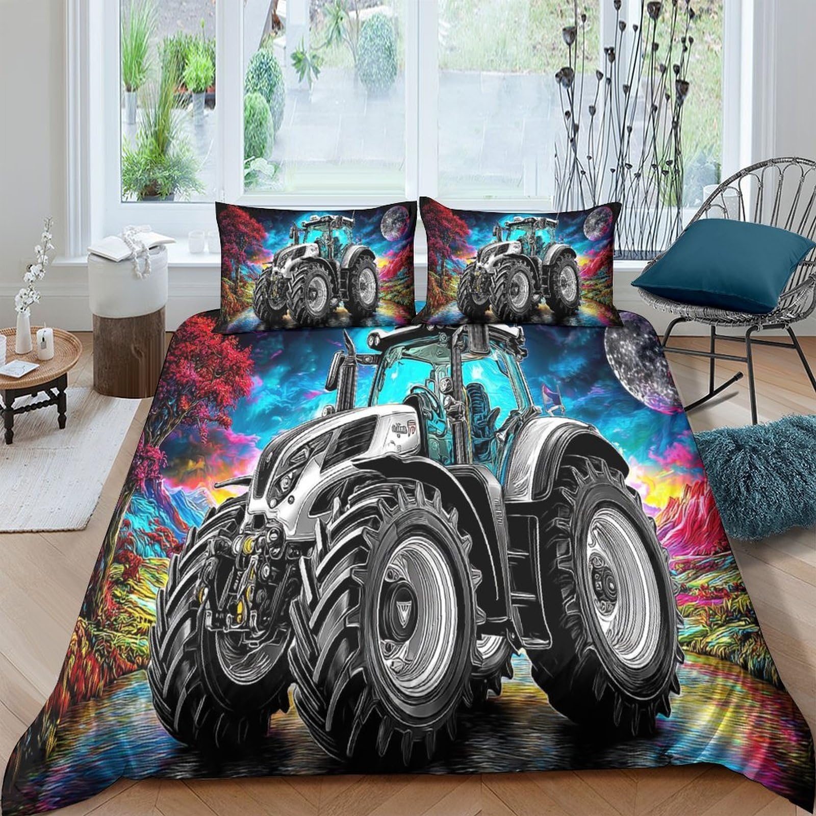 Parure de lit tracteur 3 pièces, le cadeau d'anniversaire parfait pour lit Super King