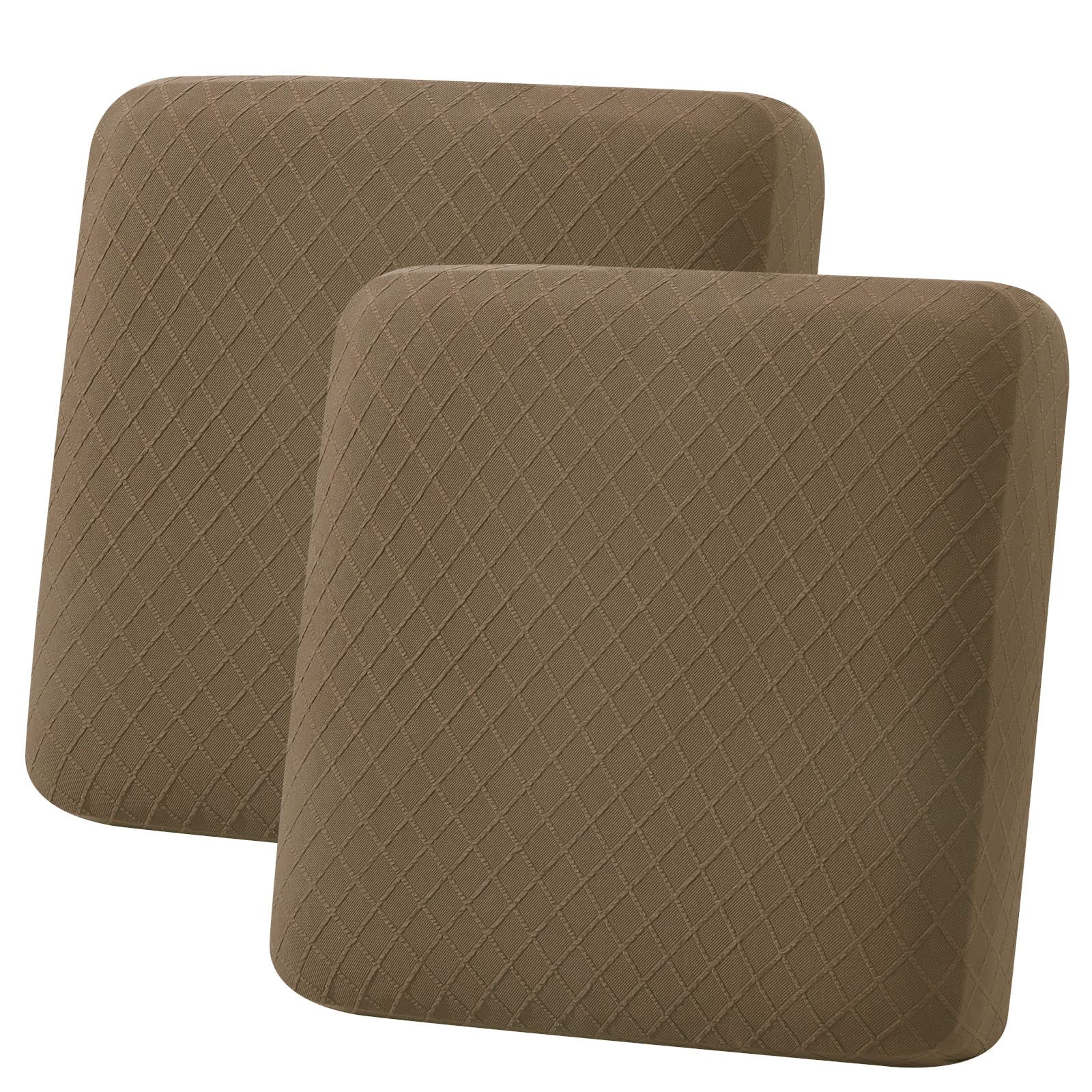 hyha Outdoor Couch Cushion Covers, Sectional Couch Sofa Covers Washable, Jacquard Diamond Lattice, Stretch Sofa Seat Cushion Cover for Indoor/Outdoor Patio Furniture (2 Pieces, Light Coffee)