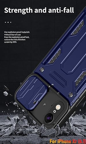 Miniatura 7 de Funda tipo cartera para iPhone Xr, ranura para tarjeta de crédito, diseño portátil, resistente de doble capa híbrida acolchada de goma protectora