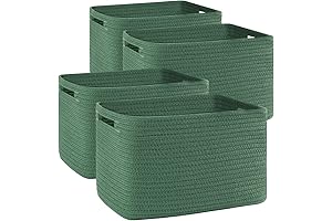 Woven Storage Baskets (4-Pack) - Perfect Green Solution for Home Organization