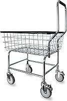 Vista 1 de Carrito de lavandería comercial LVP Work Horse con asa extraíble (cromado, extra grande)