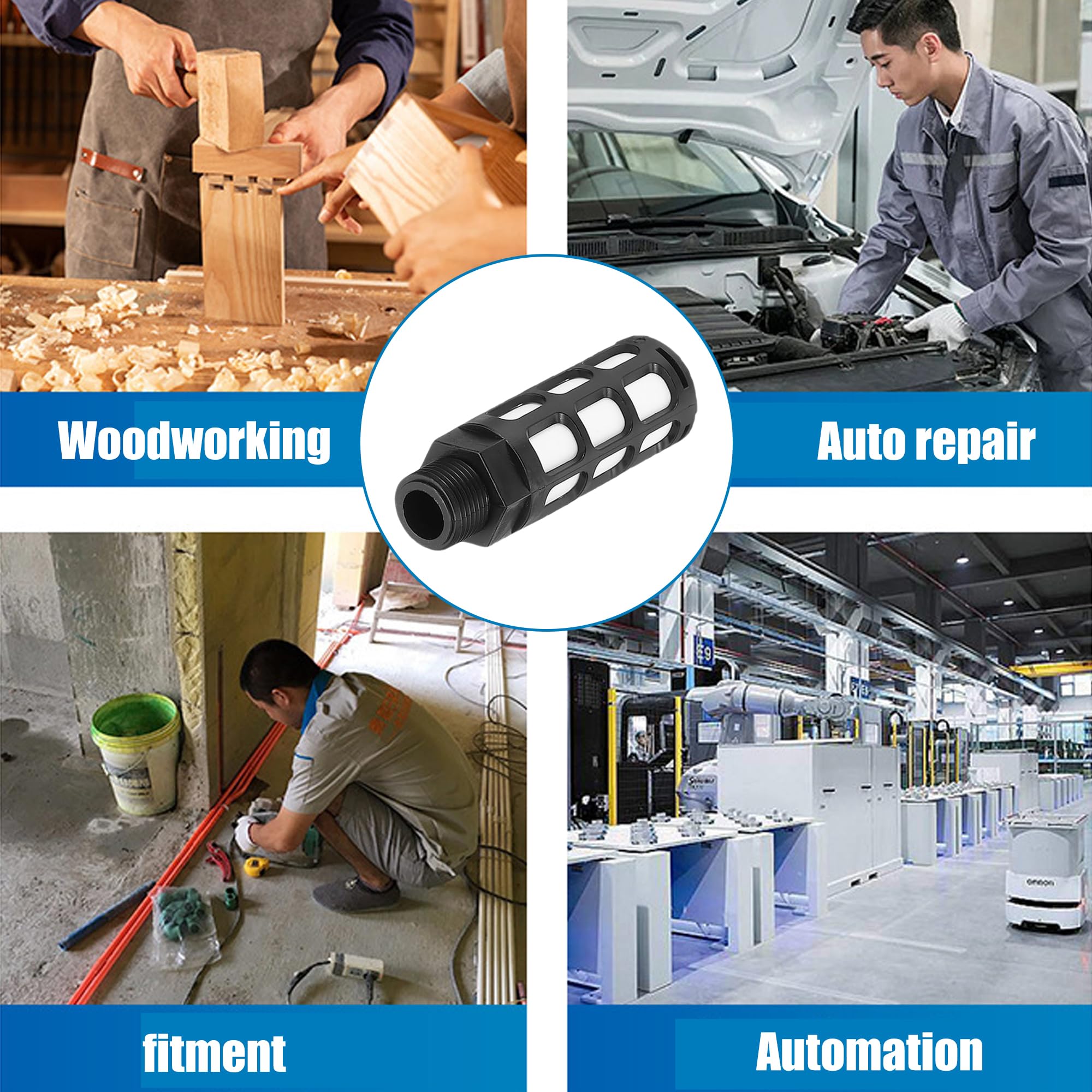 8 Stück Pneumatik Schalldämpfer G 1/2 Druckluft Schalldämpfer Kunststoff Luftkompressor Auspuff Industriequalität (G1/2)