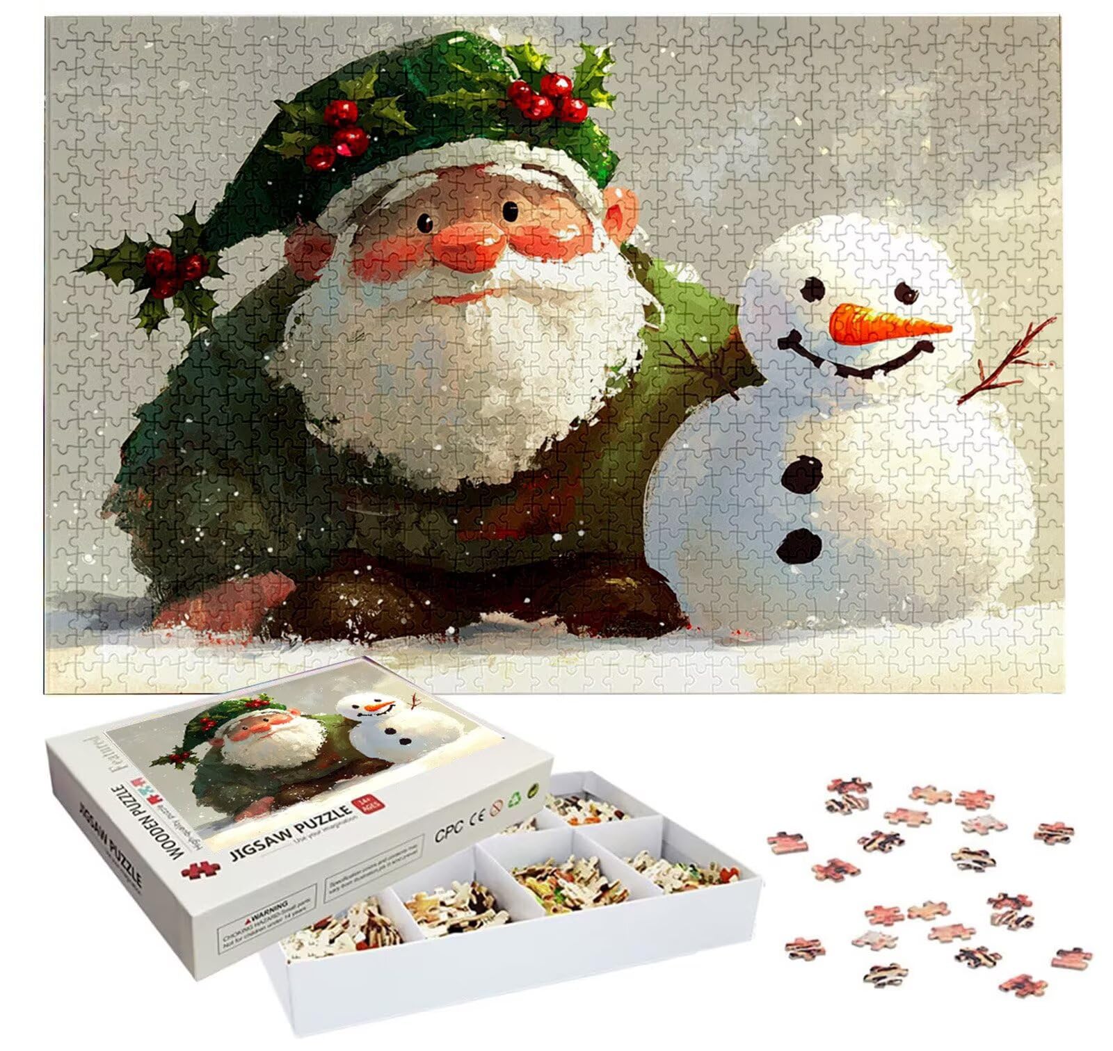 Puzzle Noël 3000 Pièces Adultes, Puzzle 3000 Pièces pour Adultes et Enfants à Partir de 14 Ans, Bonhomme de Neige Puzzles Bois de Qualité Supérieure avec Une Boîte d'emballage ExquiseCadeau H-2269