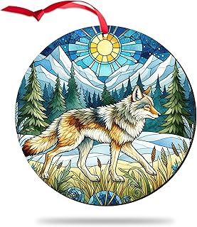 Coyote Christmas Ornament, Coyote Gifts for Men Women Coyote Lovers, Xmas Keepsake Gifts for Wild Animals Wolf Lovers Girls Boys Friends Family, Ornament Hanging Xmas Tree Decorations
