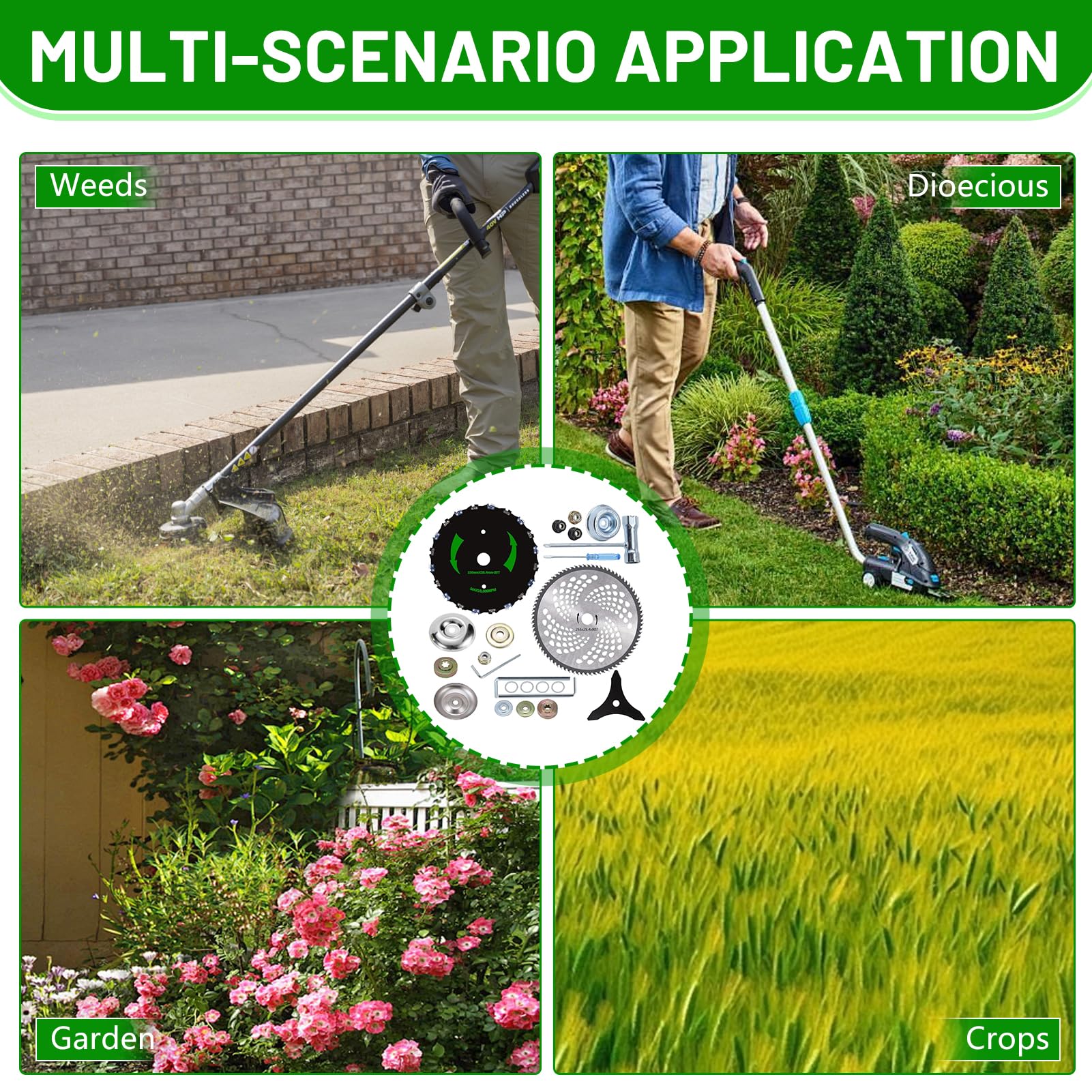 Set di 2 lame per decespugliatore, 255/230 x 25,4 mm, accessori per decespugliatore in metallo duro, lama in 36T/80T, per seghe circolari (set da 3)