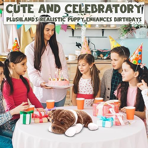 Miniatura 6 de Plushland Juguetes de peluche realistas para cachorros, figuras de felpa navideñas para niños, bebés para jugar (Bulldog 10 pulgadas)
