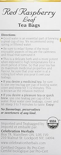 Miniatura 3 de CELEBRATION HERBALS Té de hoja de frambuesa roja orgánica 24 bolsas, 0.02 libras