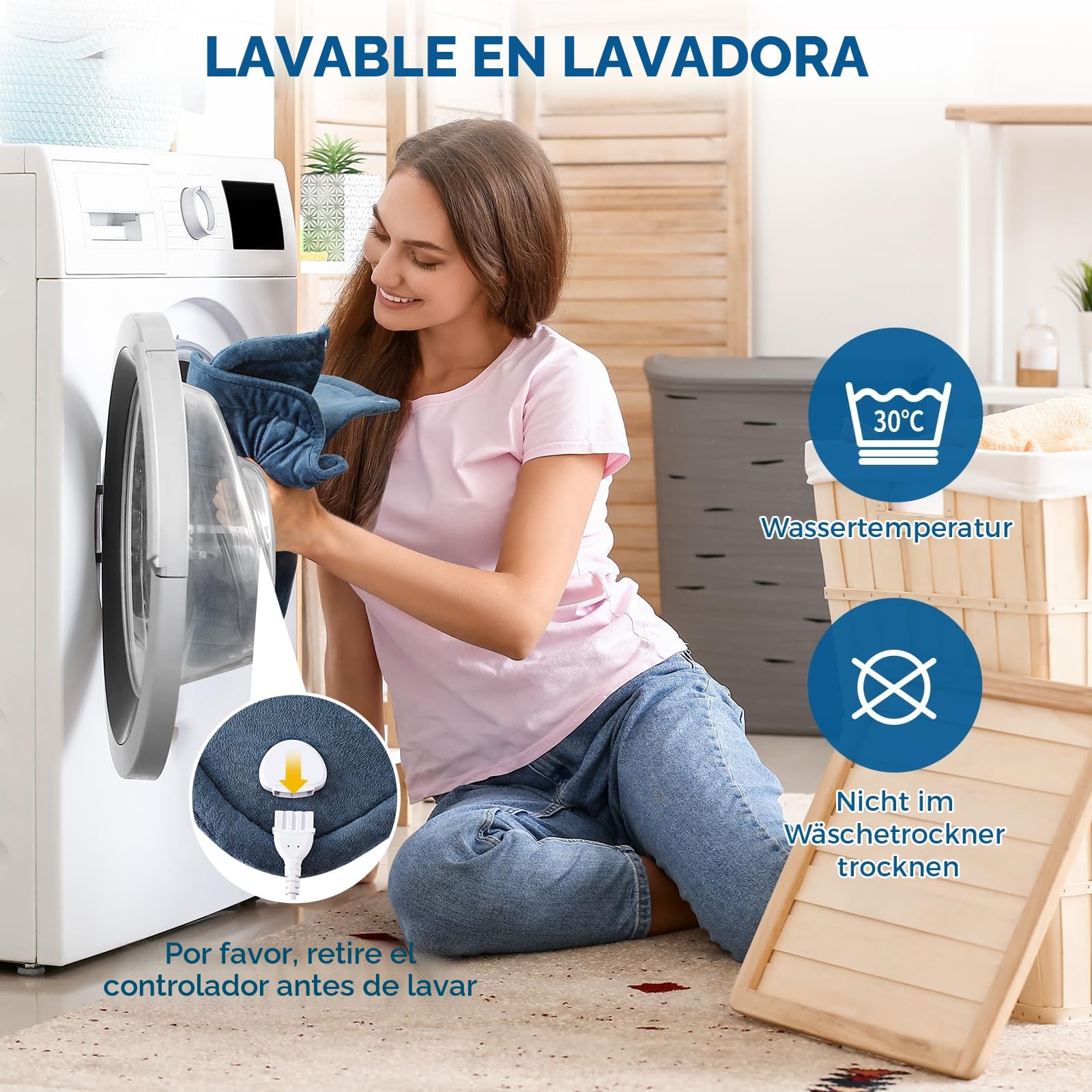 Mowend Almohadilla Térmica Eléctrica para Cuello, Hombro con Calentamiento Rápido, 6 Niveles de Temperatura y Apagado Automático, Manta Eléctrica Lavable a Máquina para Seco y Húmedo (58 x 42 cm)