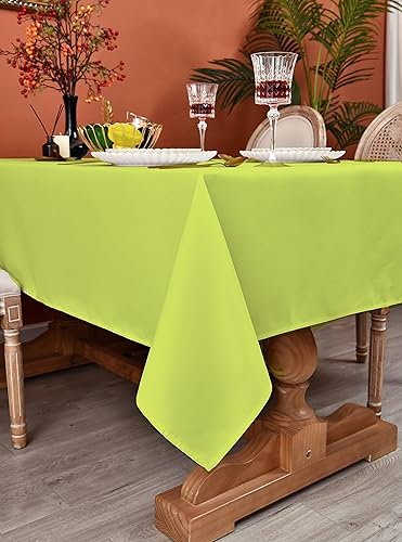 Miniatura 3 de MEANMOY Mantel rectangular color verde lima de 210 GSM resistente al agua y a las manchas para mesa de 4 pies, mantel rectangular sólido de 52 x 70