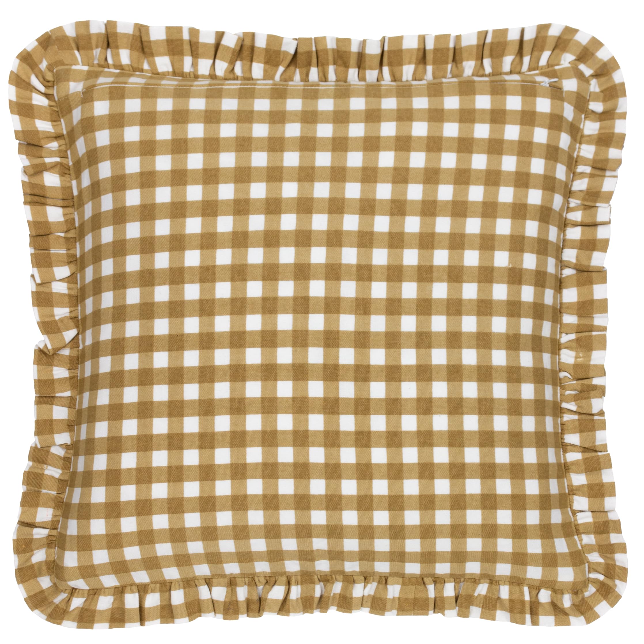 furn. Maude Gingham Cotton Piped Cushion Cover, Gold, 45 x 45 cm (Pack of 1) - Image 3