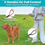 PetBonus Deux poignées de chien laisse, 5FT Poignée de circulation confortable et durable, plomb d'entraînement réfléchissant pour chiens de taille moyenne (rouge)