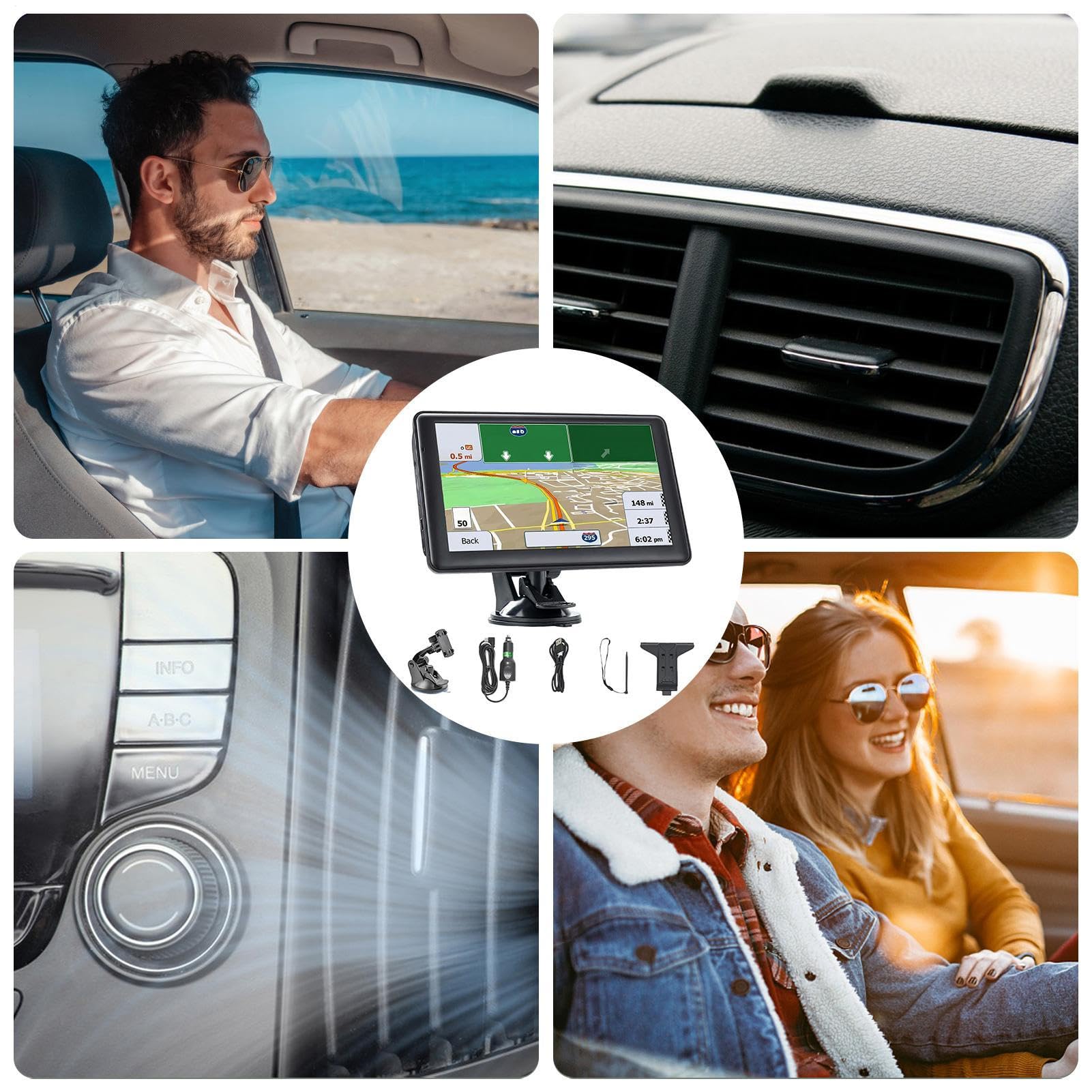 Pantalla táctil GPS de navegación automática 17.78 cm | Navegador de | Carretera de Alta precisión con exhibición de Tarjetas detalladas para Conductores Vehículos Autolutales de vehículos Pesados