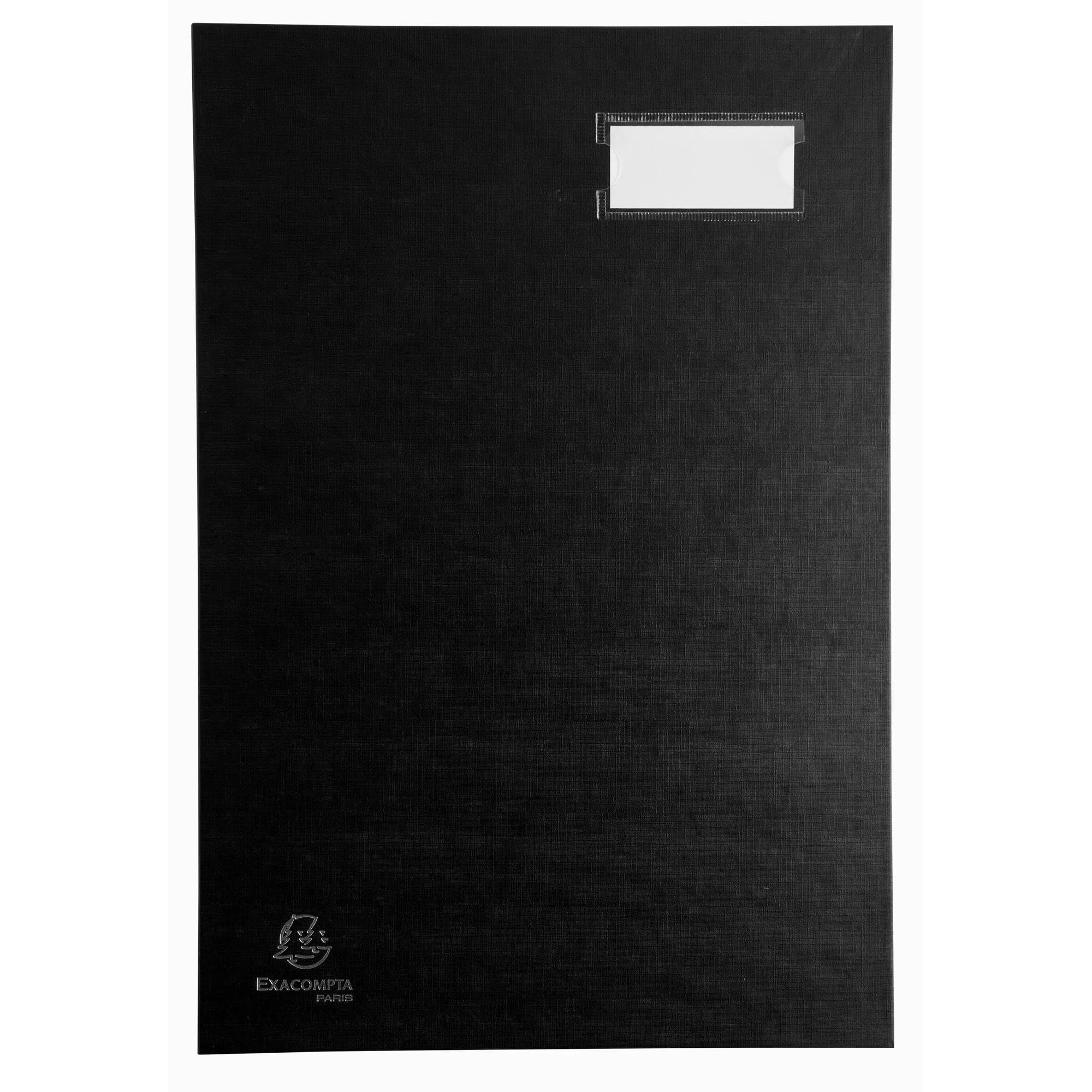 Exacompta - Rif. 57021E - Cartone di 8 paracolpi sterzo - retro a soffietto telato - porta etichetta - copertina plastificata - 20 scomparti in carta rosa con 3 perforazioni - 24 x 35 cm - nero