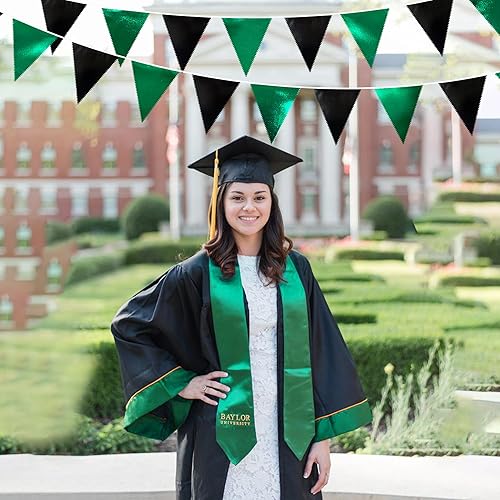 Miniatura 4 de Decoraciones de fiesta negras y verdes de tela metálica, banderines triangulares, banderines para videojuegos, fútbol, cumpleaños, graduaciones,