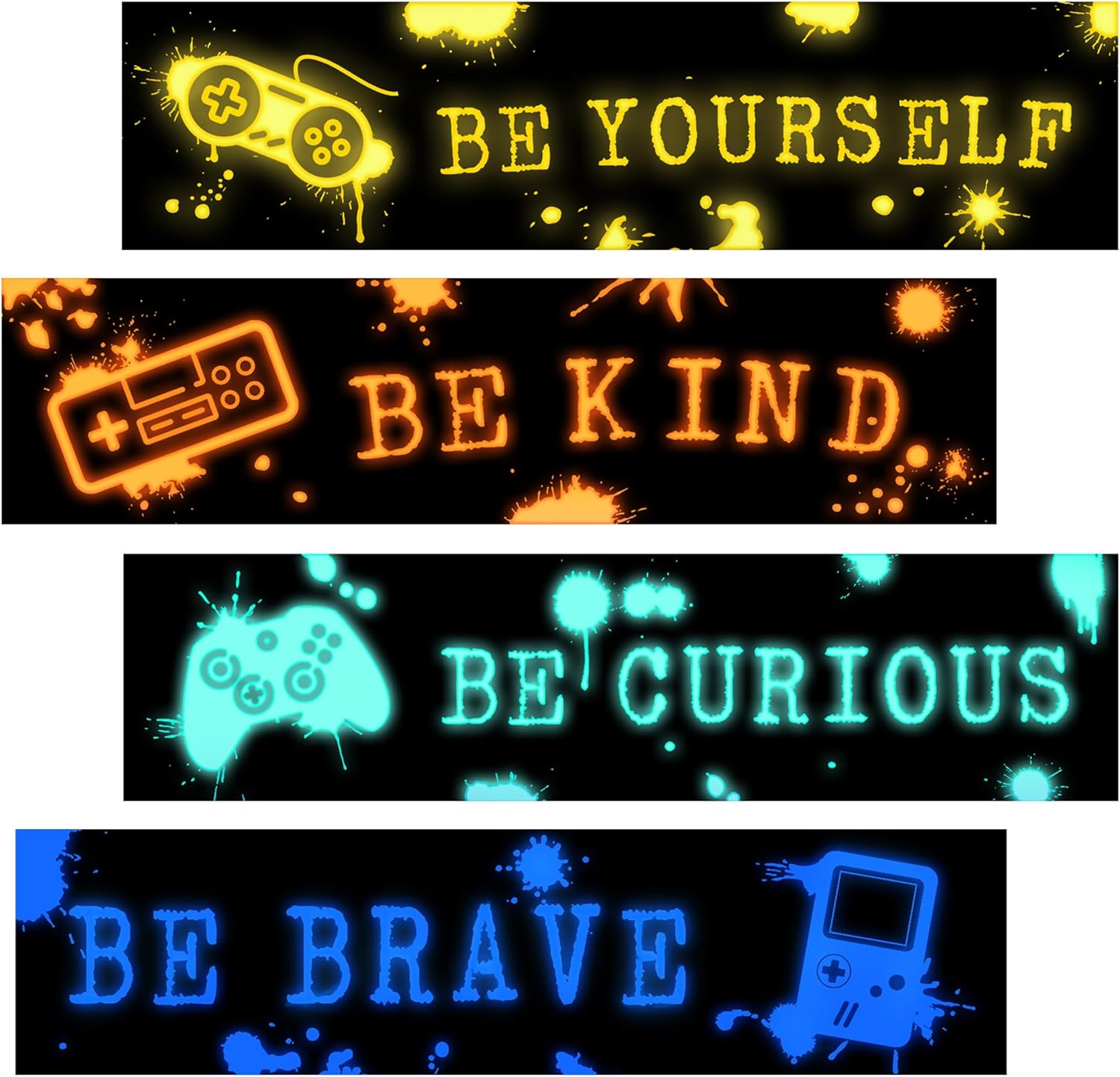Game Wall Decals Glow in The Dark, Gamer Sticker Inspirational Wall Decor for Boys Room, Kids Bedroom Playroom Nursery Decoration