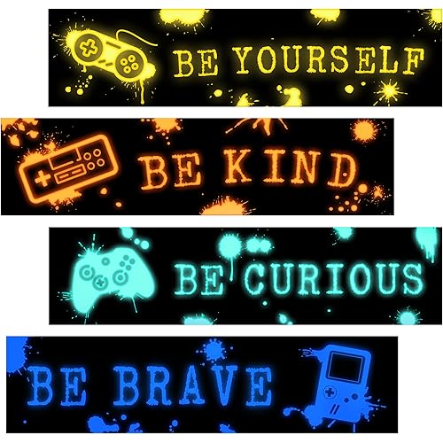 Game Wall Decals Glow in The Dark, Gamer Sticker Inspirational Wall Decor for Boys Room, Kids Bedroom Playroom Nursery Decorations