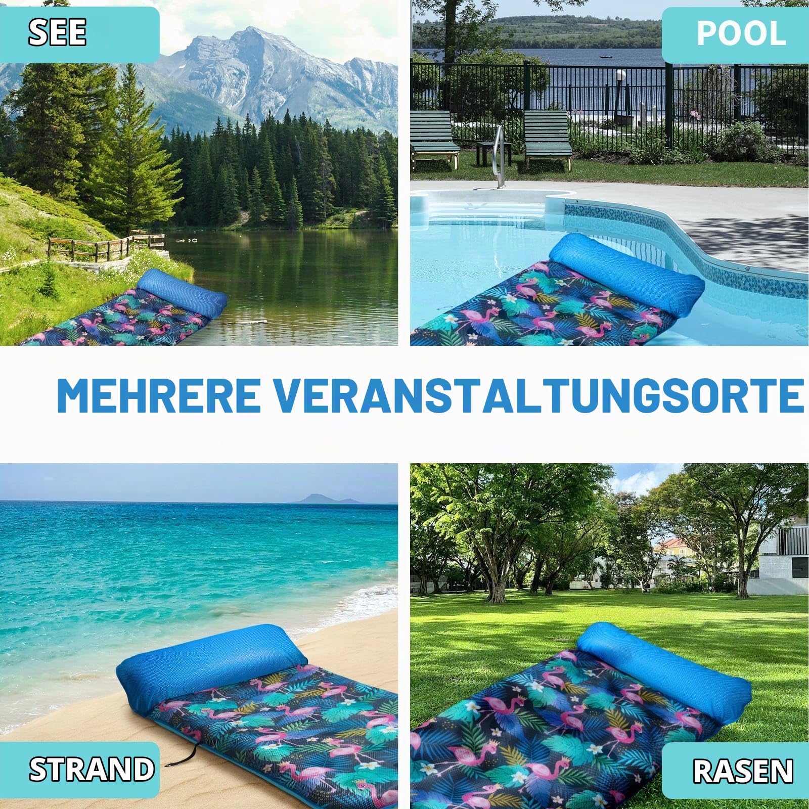 WERNNSAI Luftmatratze Pool- Luftmatratze Wasser Hängematte für Erwachsene | Luftmatratze für Sommer, Schwimmbad & Poolparty, 188 × 95 cm, Flamingos
