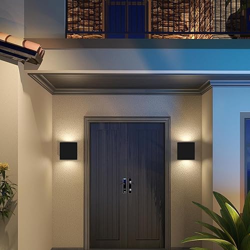 Miniatura 9 de Inowel Paquete de 2 luces de pared para exteriores, luces LED blancas para exteriores, aplique moderno para montaje en pared, para porche, garaje, 6