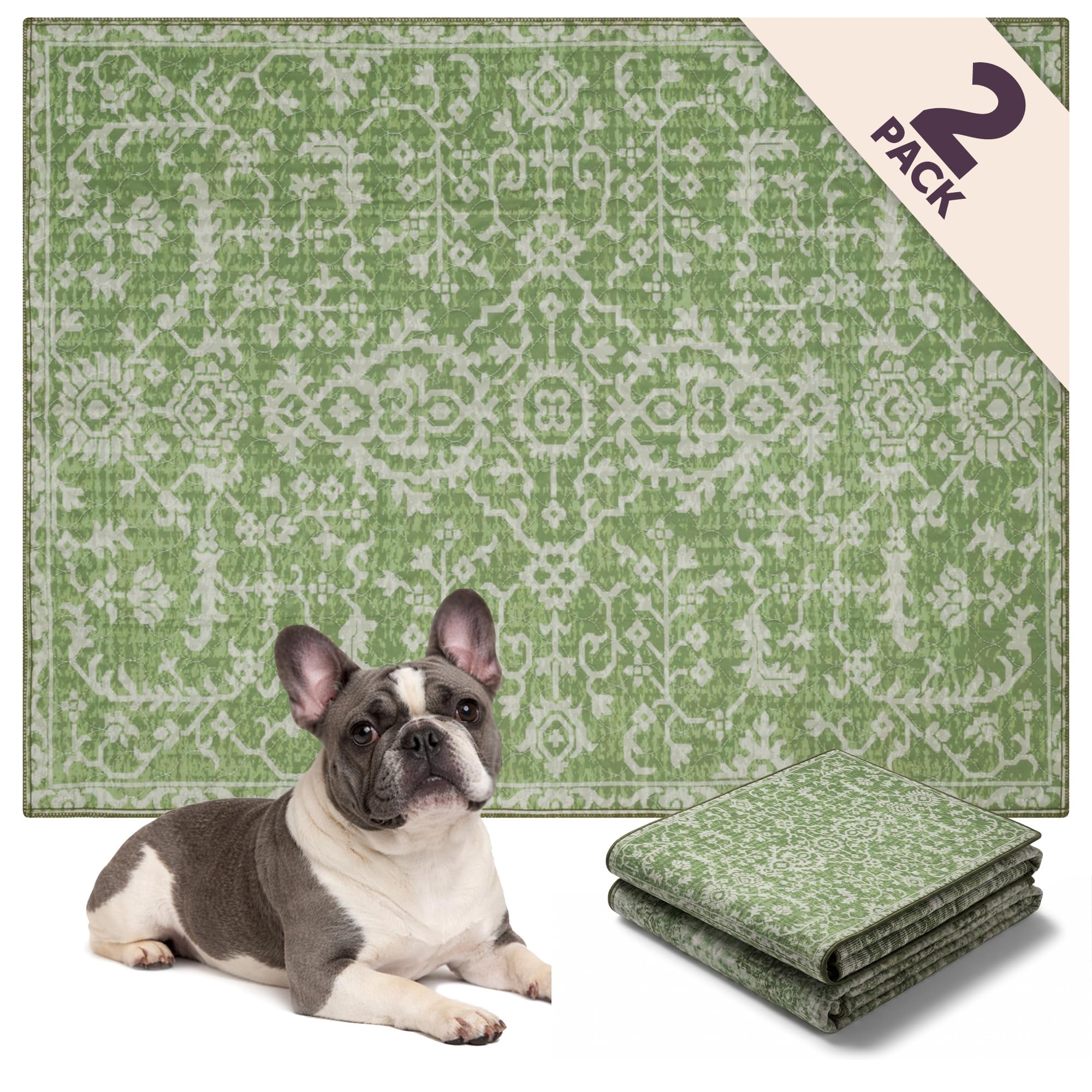 Lovewag Reusable Washable Dog Pee Pads, Jade Quilt 36x48, 2 Pack — image 1
