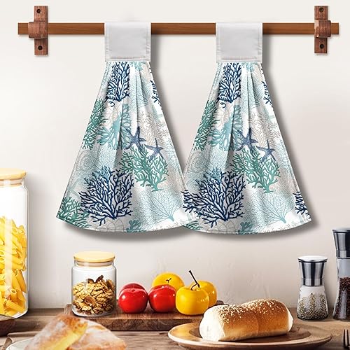 Miniatura 6 de Toallas de cocina colgantes de calabazas de otoño, 2 piezas, color naranja, para colgar platos, toalla de mano decorativa de poliéster suave y