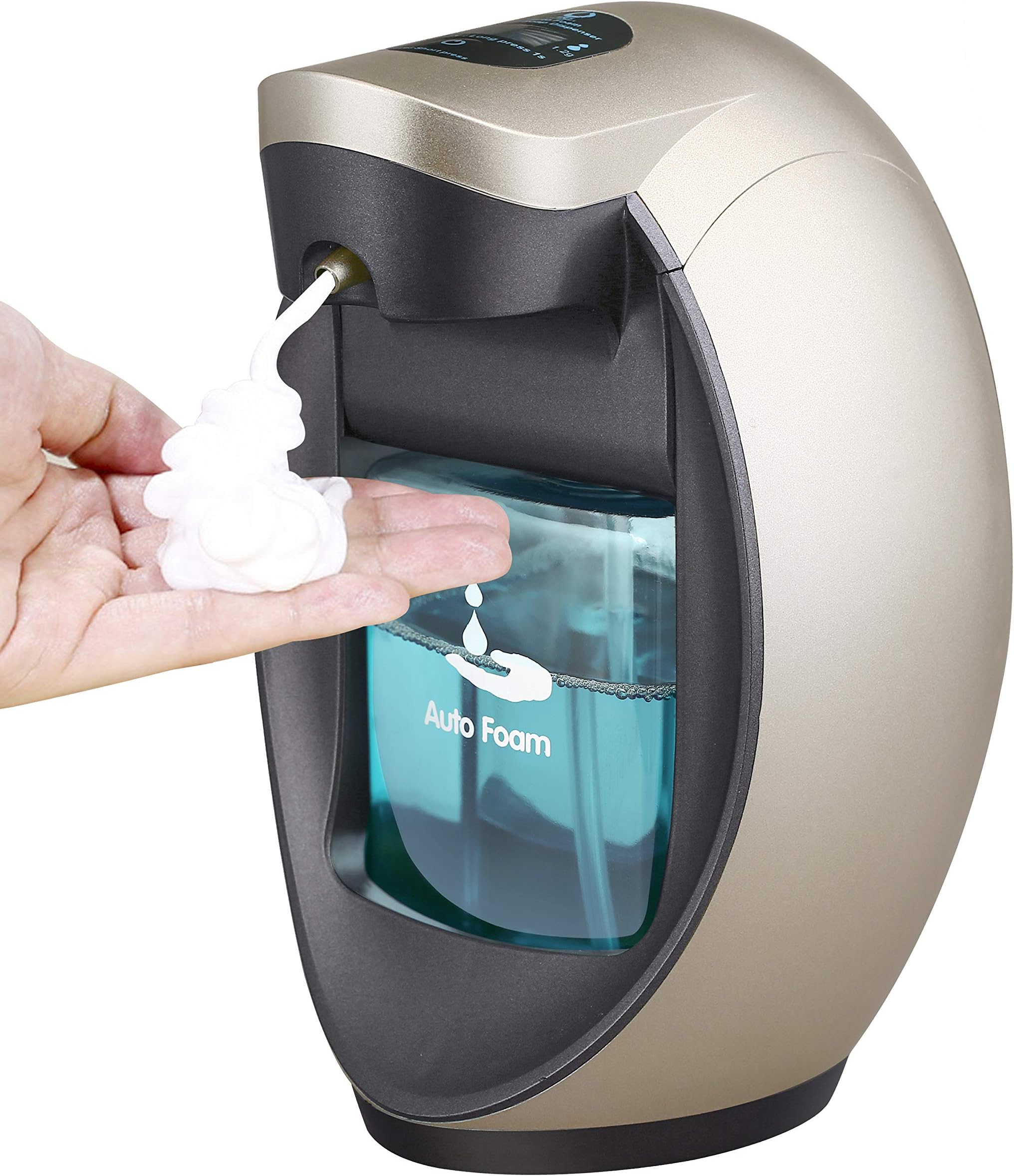 Automatic Soap Dispenser,foaming soap Dispenser,on The Bathroom & Kitchen Countertops with Waterproof Function, Touchless Adjustable Foam Controls,Champagne Gold