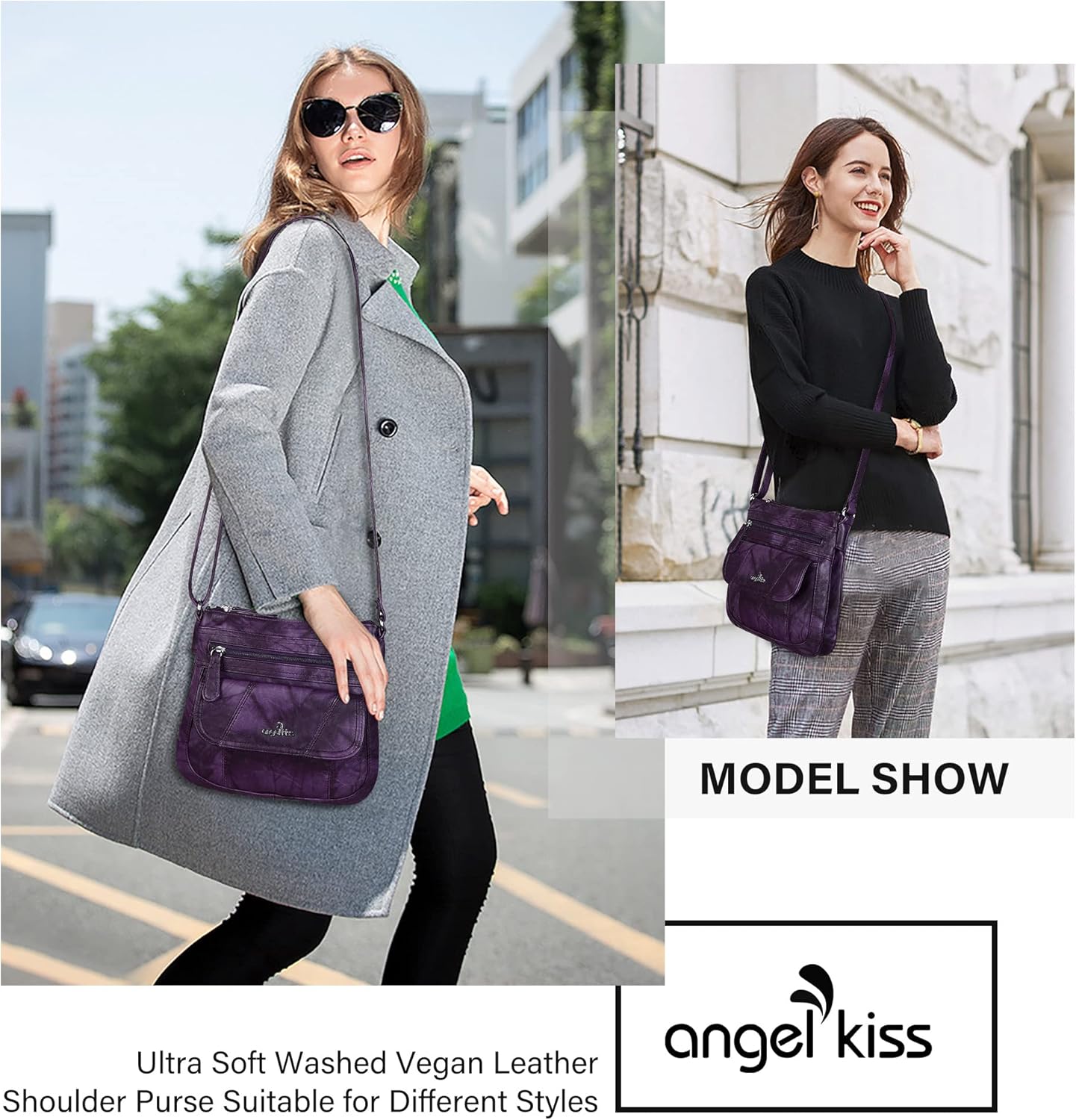 Angelkiss Small Womens Crossbody Bag Leather Shoulder Purse for Women Hobo Bag with Adjustable Shoulder Strap - Image 3