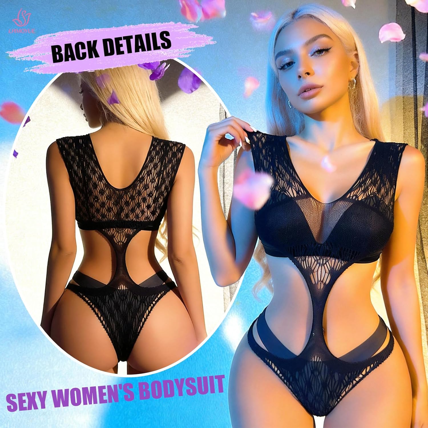 Womens Lace Bodysuit Lingerie One Piece Teddy Lingerie Set for Special Night Soft Breathable Mesh Lingerie - Image 2