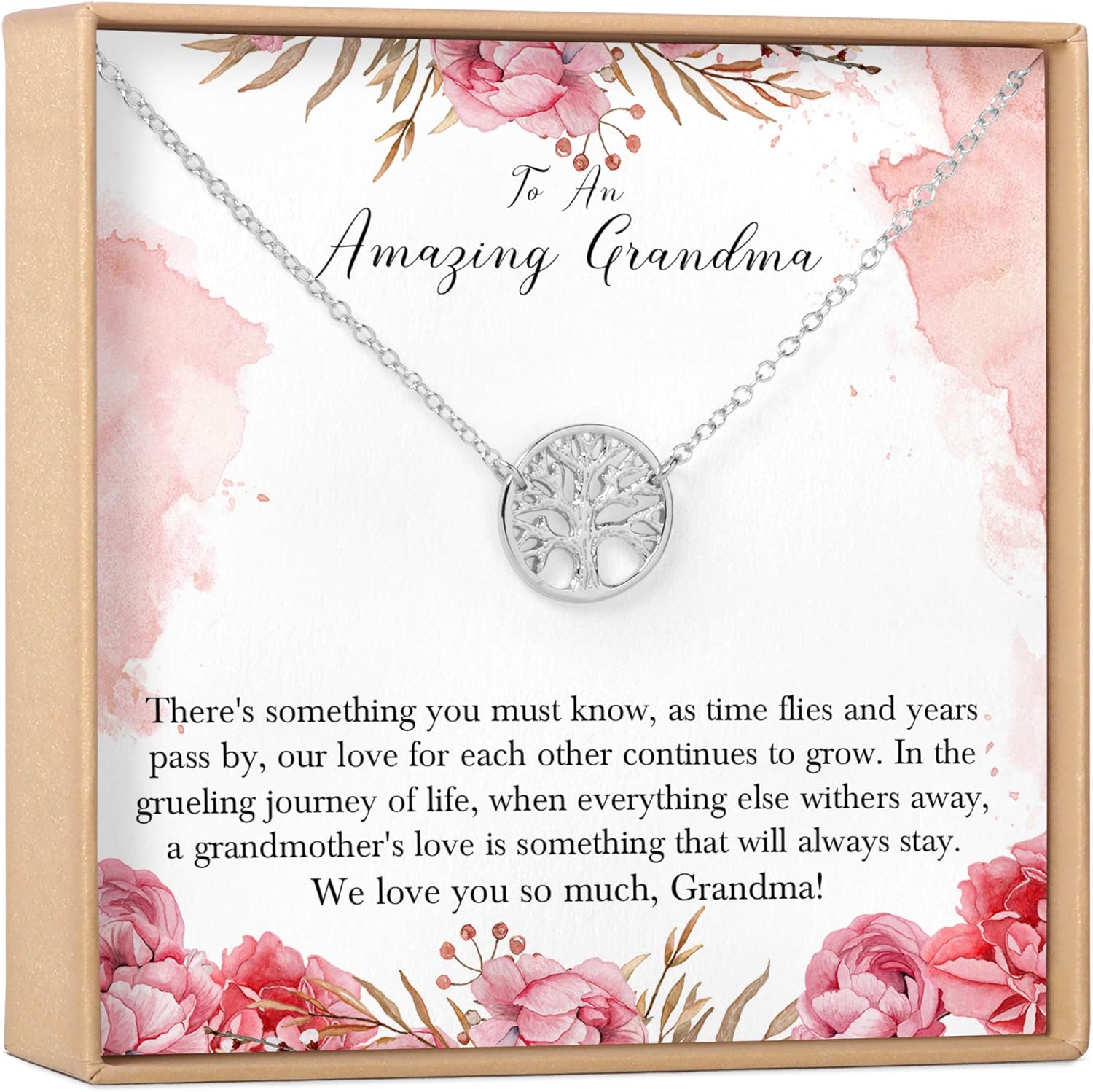 Grandma Necklace - Heartfelt Card & Jewelry Gift for Birthday, Holidays & More