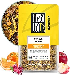 Tiesta Tea - Orange Tango, Loose Leaf, Orange Hibiscus Herbal Tea, Premium Non-Caffeinated Fruit Blend, Makes Hot or Iced & Up to 25 Cups, 2oz Resealable Pouch
