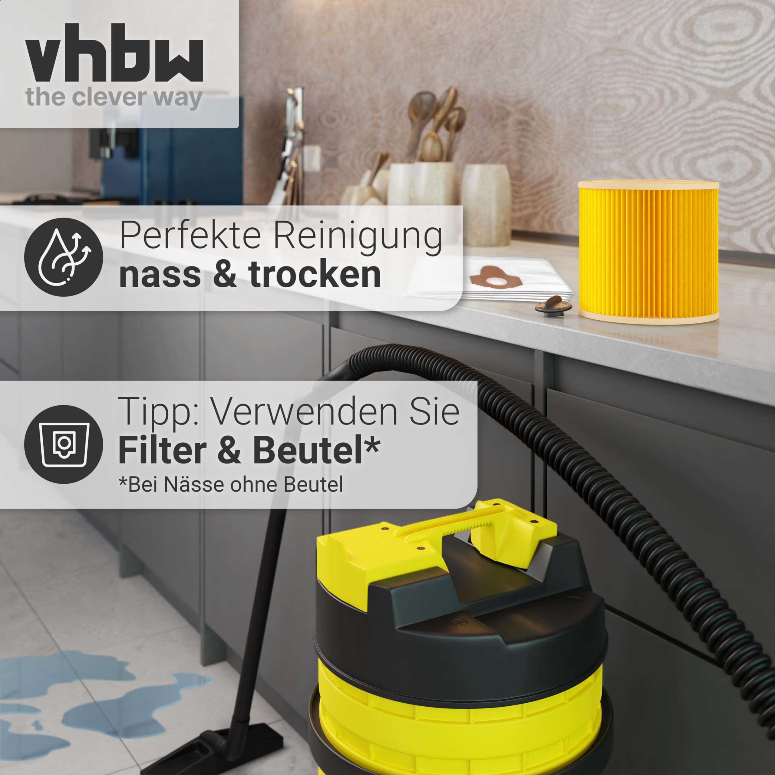 Vhbw 3x Filtri A Pieghe Piatte Per Aspirapolvere - Compatibile Con Powerplus, Rowenta, Baier - Classe F9, Giallo (113x120x80 Mm)