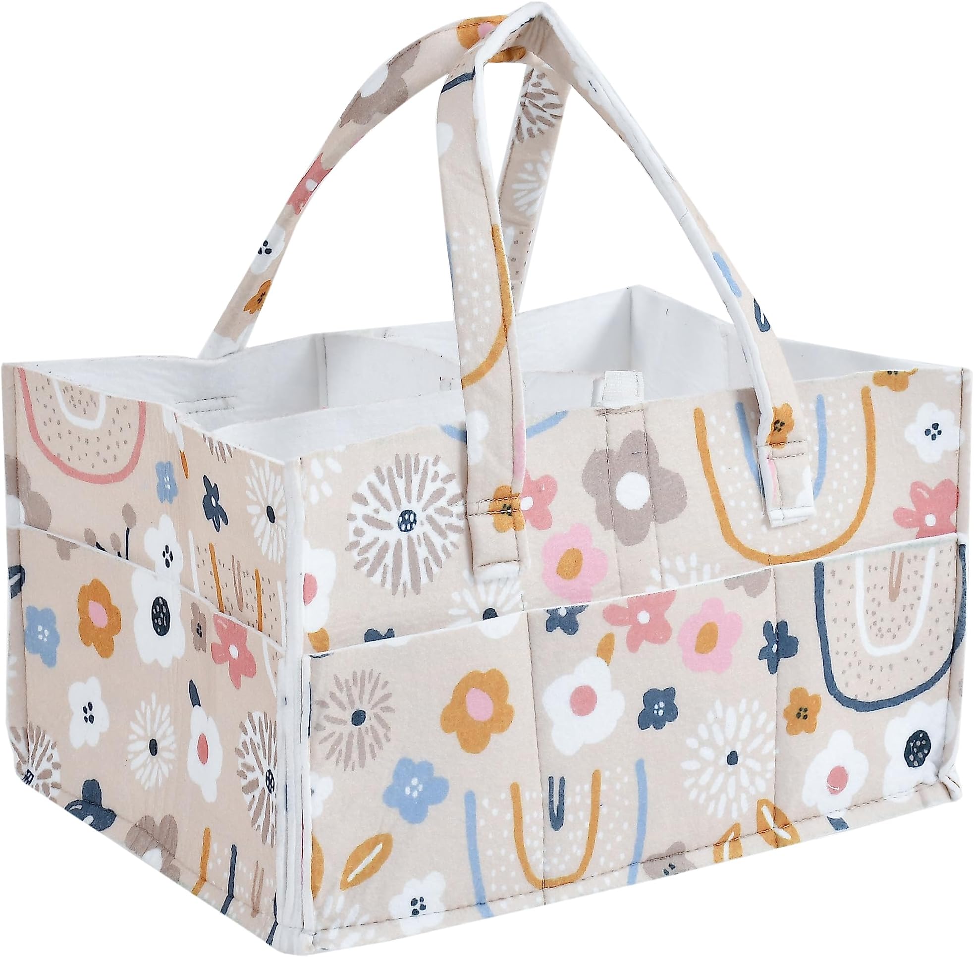 Baby Diaper Caddy Felt Baby Products Nursery Storage Bin And Car Organizer For Diapers And Baby Wipes(Multicolor), Multi-Coloured