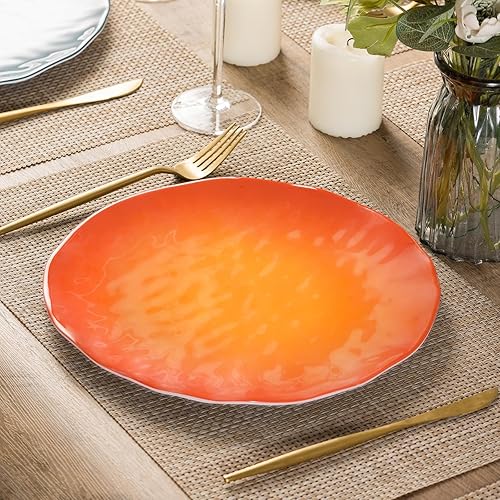 Miniatura 8 de Plato de melamina de plástico para pan y mantequilla, juego de 6 piezas de 11 pulgadas, ligeros, a prueba de roturas, resistentes a astillas, aptos