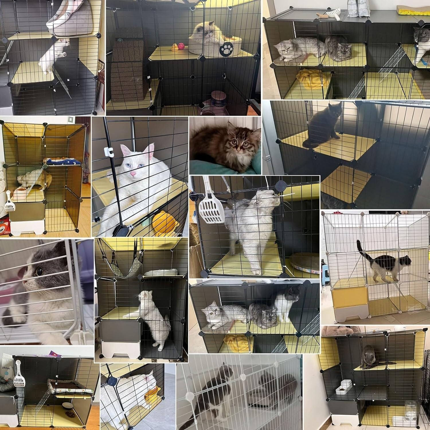 Recinto per Cani, Gatti e Conigli, Gabbia for Gatti Fai da Te in Filo Metallico Nera
