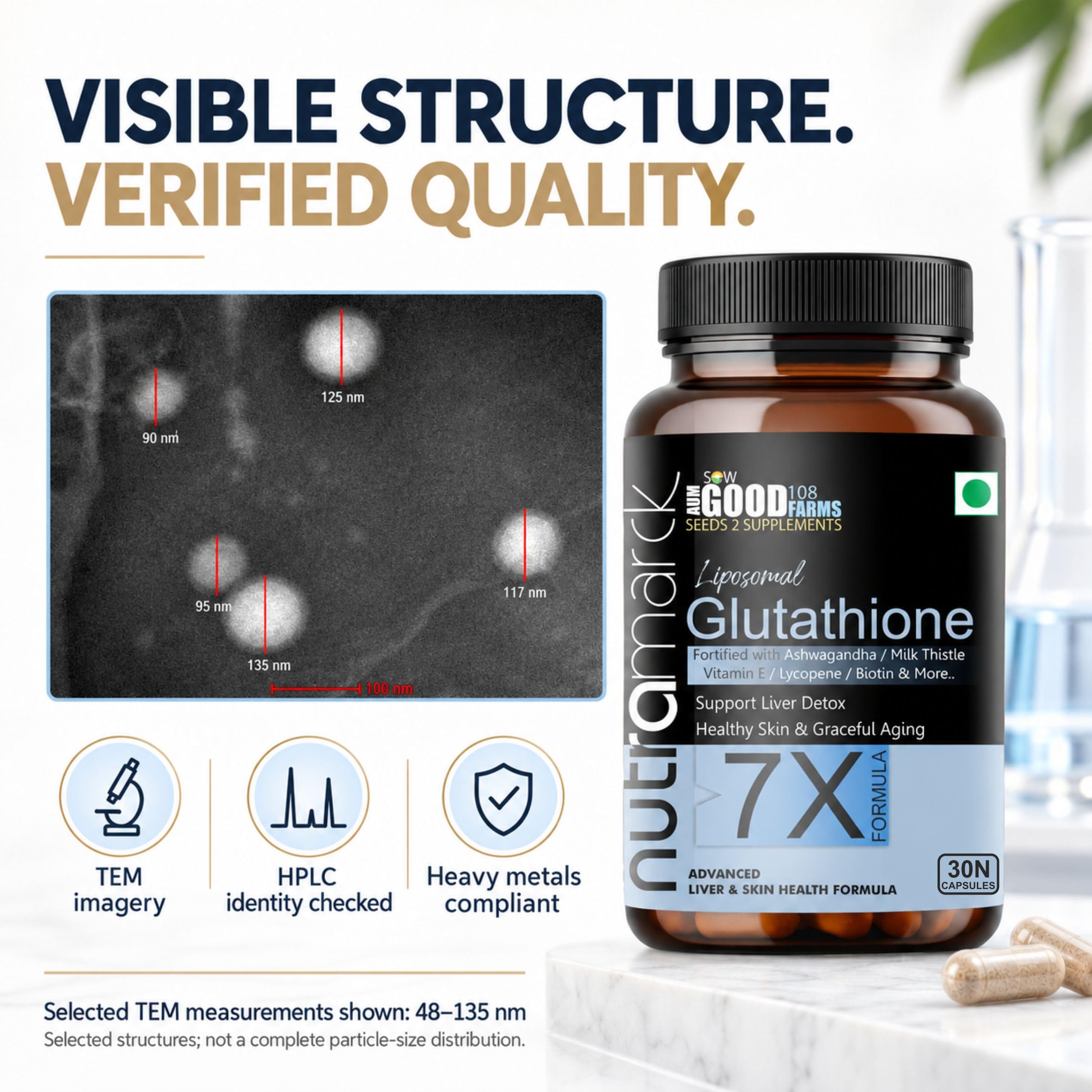 Liposomal Glutathione Capsules, 600 mg per Serving, with Milk Thistle, Ashwagandha, Biotin and Vitamin E, Antioxidant and Skin Health Support, 30 Capsules — Amazon image 6