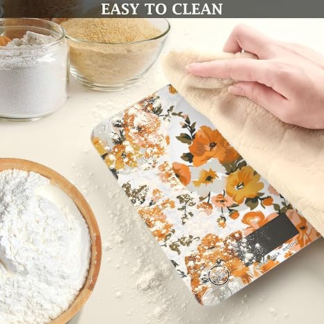 Artist Dog Fall Orange Flower LCD Display Diet Scales Digital Weight for Food 11lb/0.18oz, 5kg/5g Scale in Grams and oz with 4 Unit for Espresso Keto Baking peso
