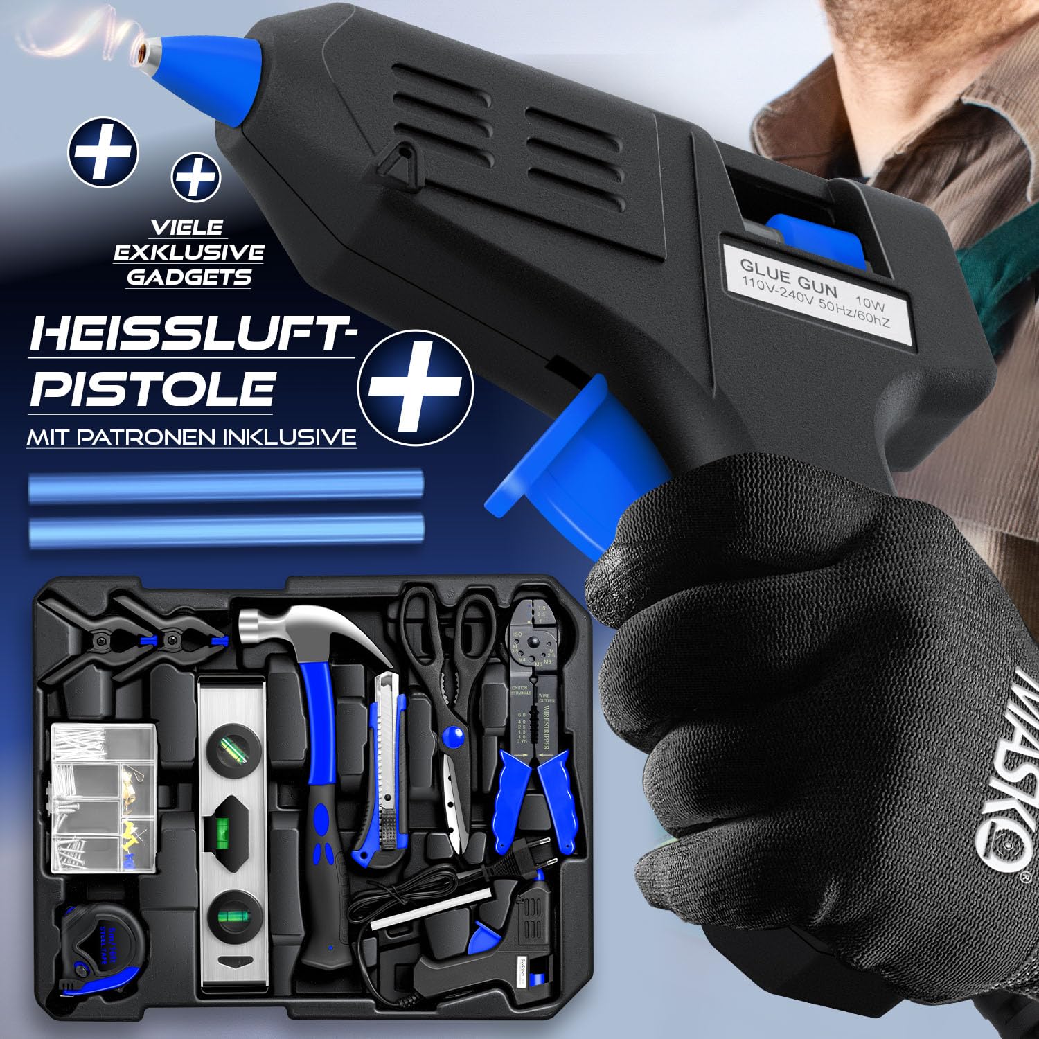 MASKO® Mallette à outils remplie de 1400 pièces | Kit d'outils dans une mallette en aluminium | Boîte à outils avec roulettes | Boîte à outils pour la maison, les loisirs, la voiture | Fonction