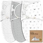 KeaBabies 3-Pack Organic Baby Swaddle Sleep Sacks - Swaddles for Newborns, Infant 3-6 Months, Baby Girls, Boys, Soft & Snug Newborn Sleep Sack, Nursery Swaddling Blankets (Nordic, L)