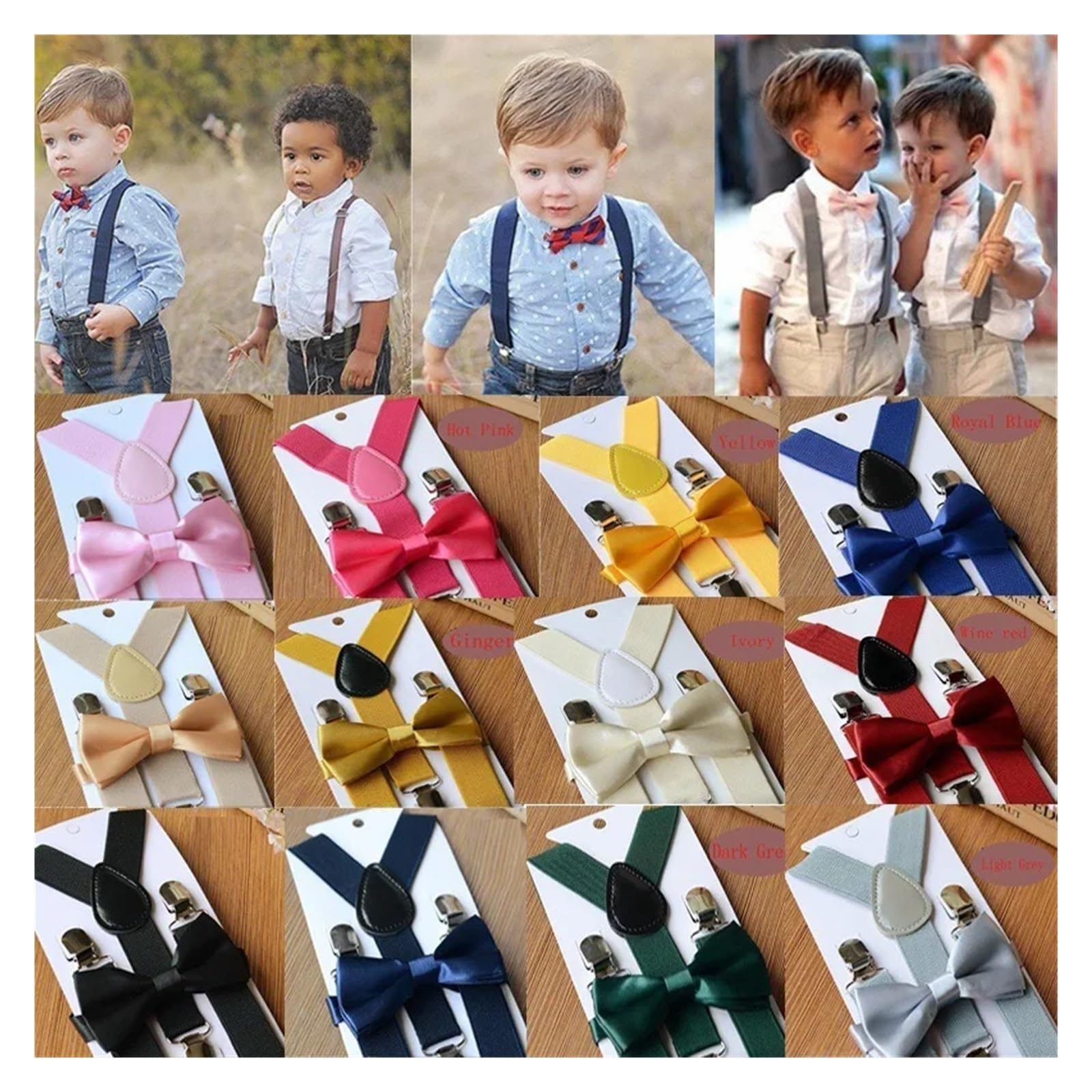 Hosenträger Elastische Hosenträger for Kinder, Fliege, passender Anzug, Fliege for Jungen und Mädchen, Hochzeit, Kostüm, Verstellbarer Gürtel mit Y-Rücken (Color : 6)