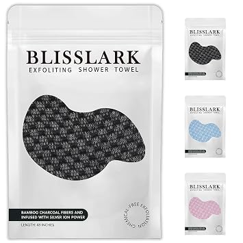 Exfoliating Shower Towel 48",Premium Scrub Wash Cloth for Body Face, Exfoliating Washcloth for Men and WomanBlack