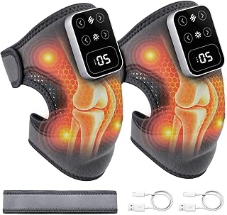 Cordless Knee Massager for Pain Relief, Heated Knee Brace with Heat and Vibration Massage, Heating Pad with 5 Heating Levels and 3 Massage Modes