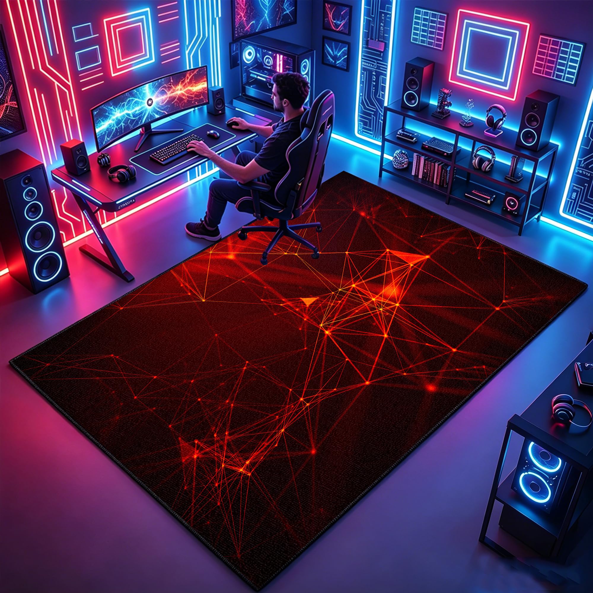 Tapis de salon pour enfants motif 3D manette jeu vidéo antidérapant
