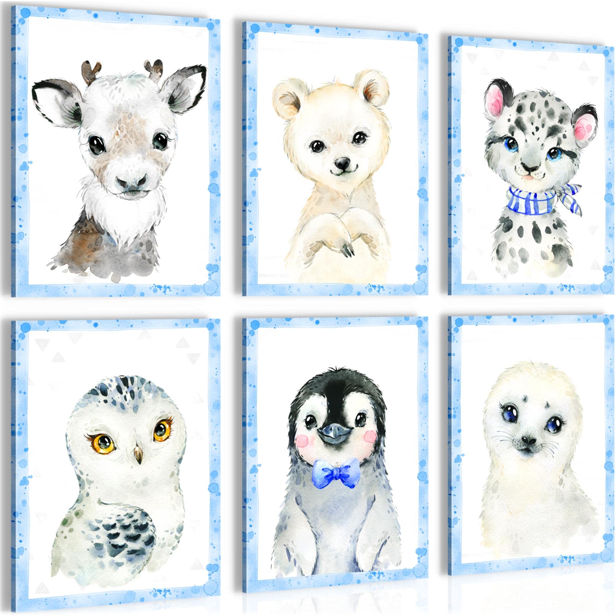 Tableaux Decoration - PRÊT À ÊTRE ACCROCHÉ - Animaux - Chambre Bebe Fille - Bleu - N017465b