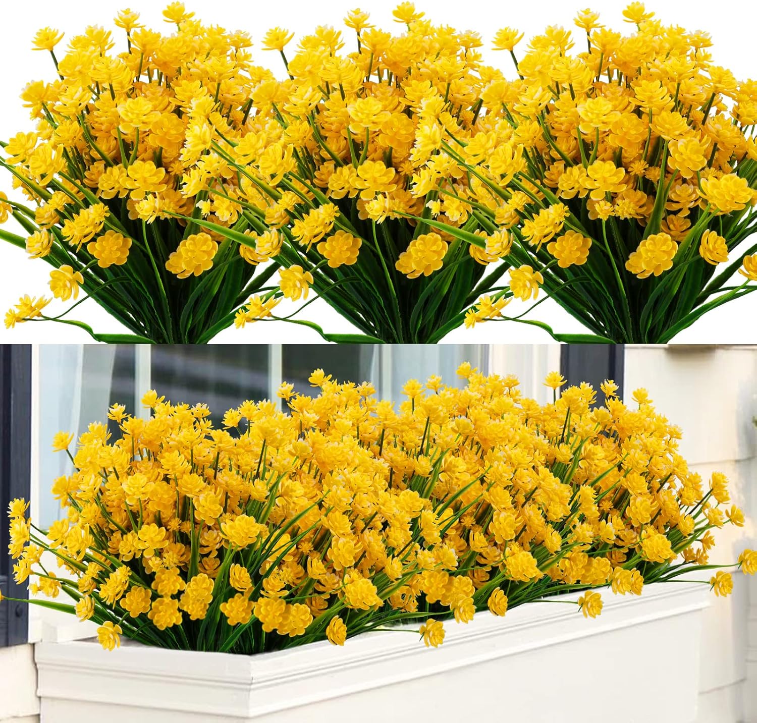 GREENRAIN 6 Bundles Artificial Flowers Lotus Outdoor Fake Flowers for Decoration UV