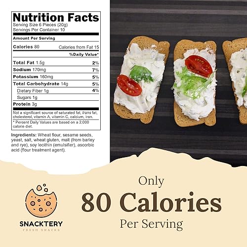 Miniatura 6 de Snacktery Tostadas de trigo integral Melba, galletas finas y crujientes de melba, mini tostadas para salsas, untables, ensaladas, 7 onzas