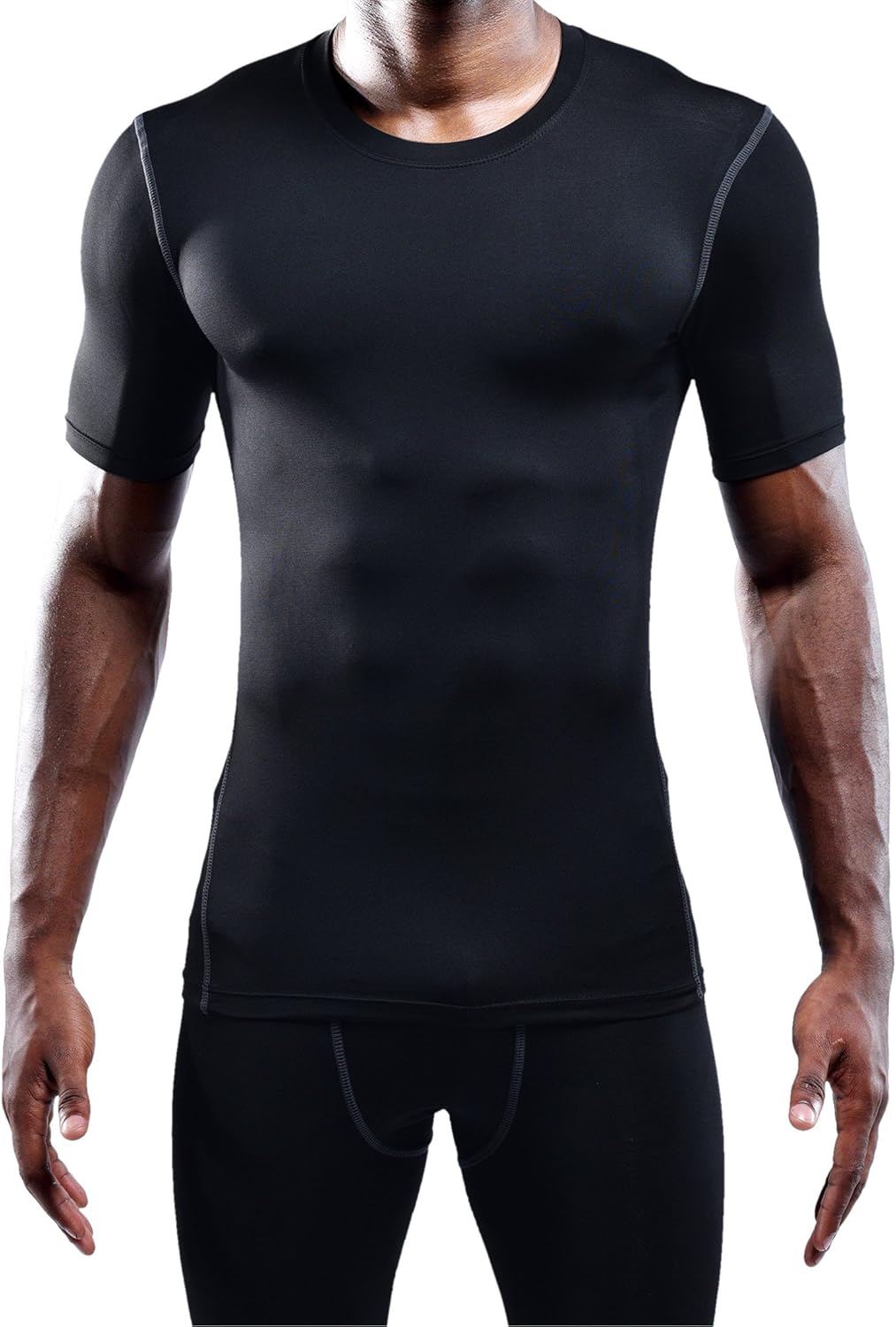 NELEUS Men's 3 Pack Athletic Compression Base Layer Workout Shirt Large 5003# Black/Black/Black,3 Pack