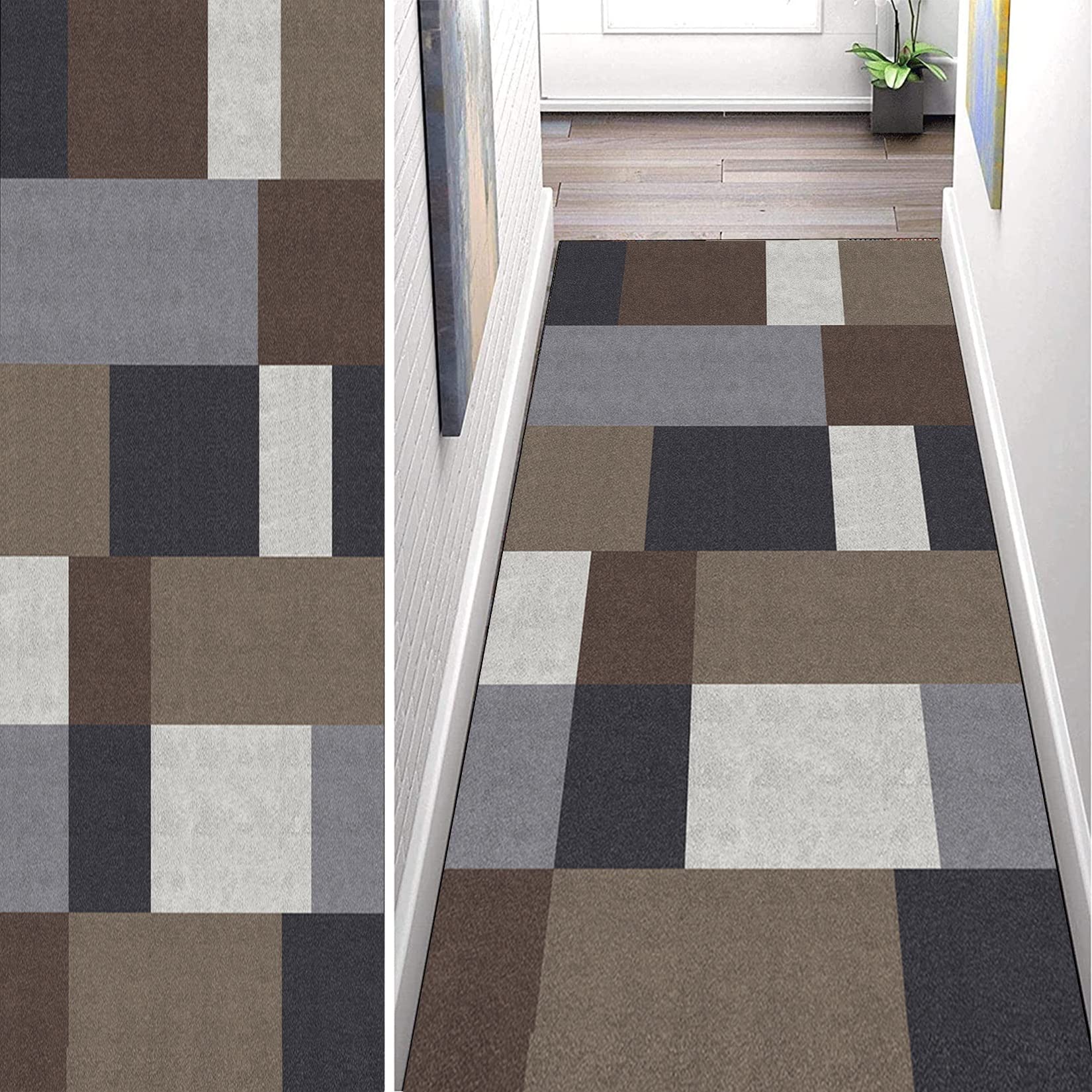 Generisch Fußmatte, Schmutzfangmatte, 90 x 130 cm, Viele Größen, rutschfest, individuelle Länge, moderner Wohnzimmerteppich für Schlafzimmer, Wohnzimmer-Fußmatten, D