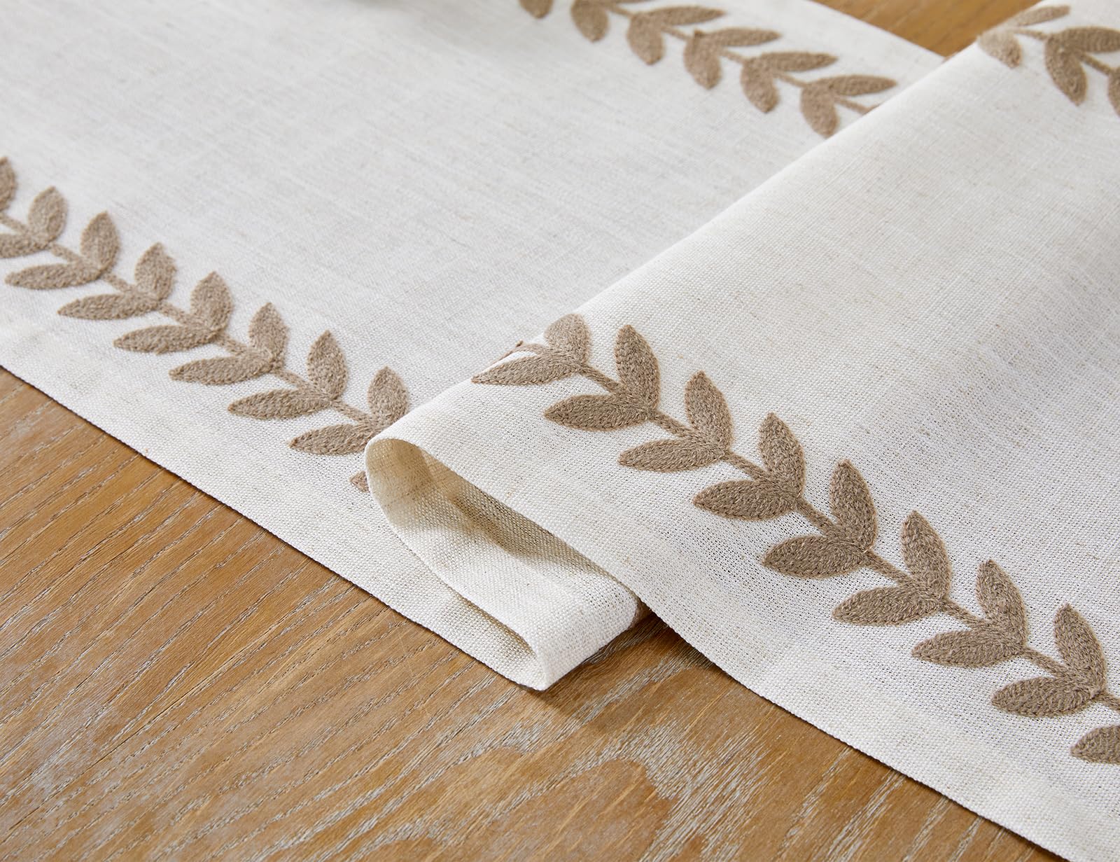 Wracra Linen Embroidered Table Runner, Irregular Willow Leaf Table Runners 90cm Long - Image 4