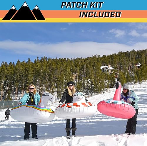 Miniatura 17 de GoFloats Tubos de nieve de invierno – Elige entre unicornio, Frozen de Disney, dragón de hielo, oso polar, pingüino, flamenco, trineo inflable