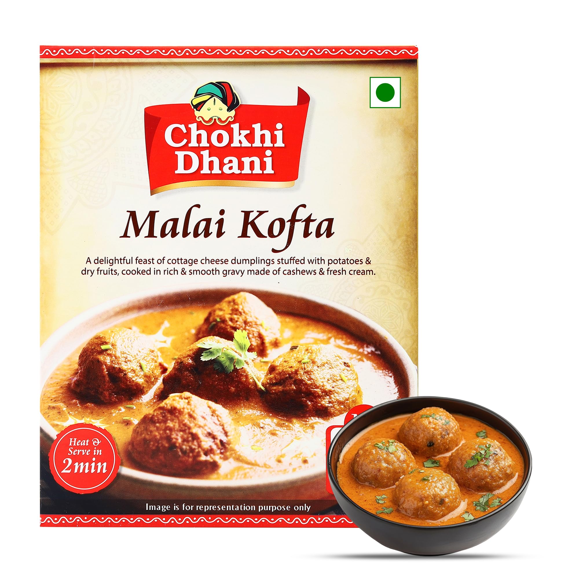 Chokhi Dhani Malai Kofta Ready-to-Eat Meal 300g | Rich Creamy Curry with Soft Koftas | ready to eat meals | Instant Heat & Eat | Microwavable Home Style Curry | Pack of 1